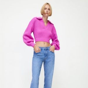 Zara Pink V-neck Sweater